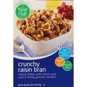 Crunchy Raisin Bran Wheat Flakes With Raisins And Oats & Honey Granola Clusters