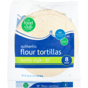 Food Club 10 Inch Burrito Style Authentic Flour Tortillas 8 ea