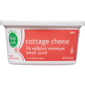 Food Club 4% Milkfat Minimum Small Curd Cottage Cheese 12 oz