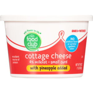Food Club 4% Milkfat Small Curd Cottage Cheese with Pineapple 16 oz