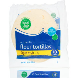 Food Club 6 Inch Fajita Style Authentic Flour Tortillas 10 ea