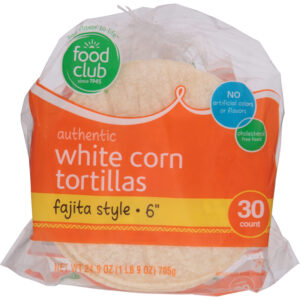 Food Club 6 Inch Fajita Style Authentic White Corn Tortillas 30 ea