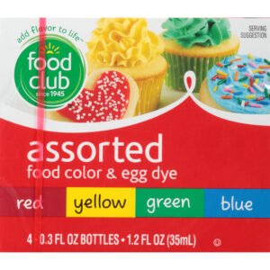 Food Club Assorted Food Color & Egg Dye 4 0.3 oz 4 ea Box