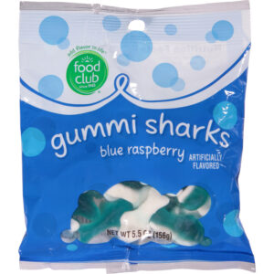 Food Club Blue Raspberry Gummi Sharks 5.5 oz