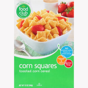 Food Club Corn Squares Toasted Cereal 12 oz