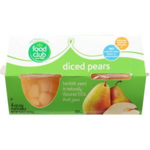 Food Club Diced Bartlett Pears in Naturally Flavored 100% Fruit Juice 4 ea