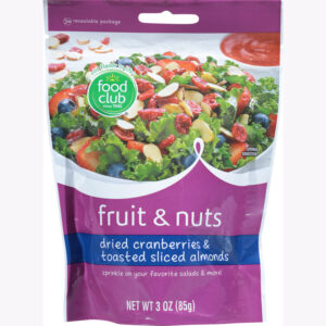 Food Club Dried Cranberries & Toasted Sliced Almonds Fruit & Nuts 3 oz