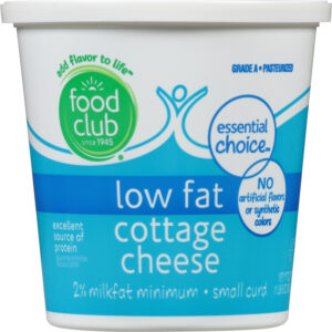 Food Club Essential Choice Low Fat 2% Milkfat Minimum Small Curd Cottage Cheese 22 oz
