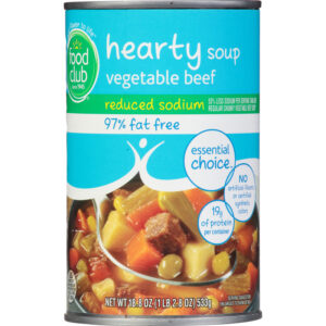 Food Club Essential Choice Reduced Sodium Vegetable Beef Hearty Soup 18.8 oz