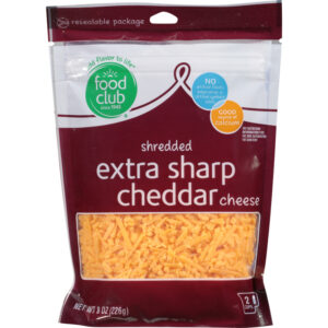 Food Club Extra Sharp Cheddar Shredded Cheese 8 oz