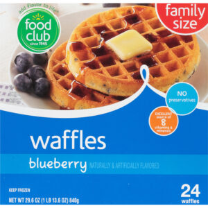 Food Club Family Size Blueberry Waffles 24 ea