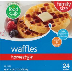 Food Club Family Size Homestyle Waffles 24 ea