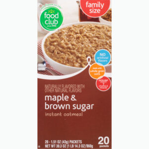 Food Club Family Size Maple & Brown Sugar Oatmeal 20 ea