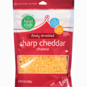 Food Club Finely Shredded Sharp Cheddar Cheese 8 oz