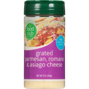 Food Club Grated Parmesan  Romano & Asiago Cheese 8 oz