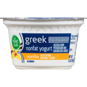 Food Club Greek Blended Nonfat Vanilla Yogurt 5.3 oz