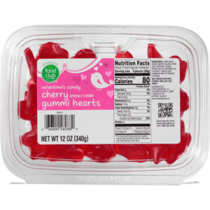 Food Club Gummi Hearts Cherry Valentine's Candy 12 oz