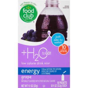 Food Club +H2O to Go Low Calorie Energy Grape Drink Mix 10 ea