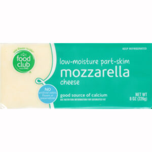 Food Club Low-Moisture Part-Skim Mozzarella Cheese 8 oz