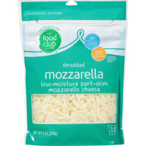 Food Club Low-Moisture Part-Skim Mozzarella Shredded Cheese 8 oz