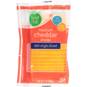 Food Club Medium Deli-Style Sliced Cheddar Cheese 10 ea