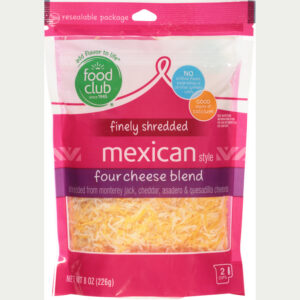 Food Club Mexican Style Four Cheese Blend Finely Shredded Cheese 8 oz