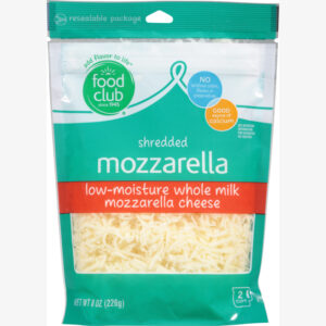 Food Club Mozzarella Shredded Cheese 8 oz