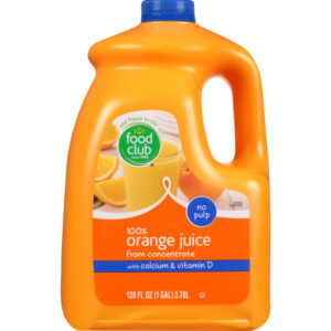 Food Club No Pulp Orange 100% Juice with Calcium & Vitamin D 128 oz