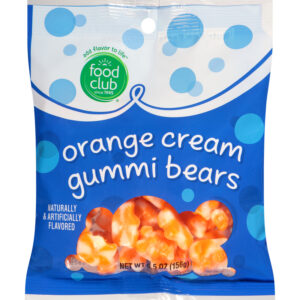 Food Club Orange Cream Gummi Bears 5.5 oz Bag