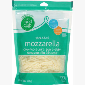 Food Club Part-Skim Low-Moisture Mozzarella Shredded Cheese 8 oz