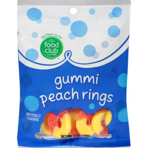Food Club Peach Rings Gummi 6 oz Bag