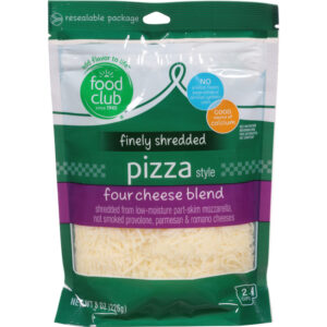Food Club Pizza Style Four Cheese Blend Finely Shredded Cheese 8 oz