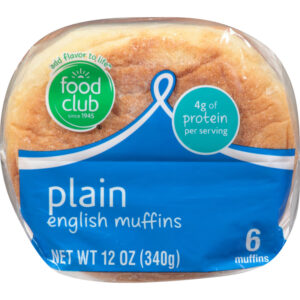 Food Club Plain English Muffins 6 ea