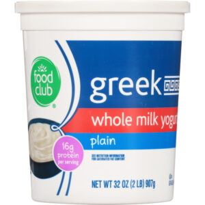 Food Club Plain Greek Whole Milk Yogurt 32 oz