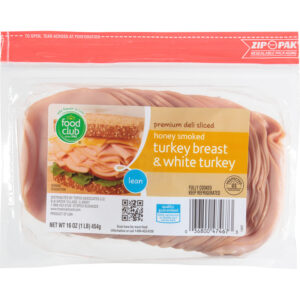 Food Club Premium Deli Sliced Lean Honey Smoked Turkey Breast & White Turkey 16 oz