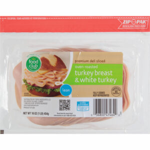 Food Club Premium Deli Sliced Oven Roasted Turkey Breast & White Turkey 16 oz