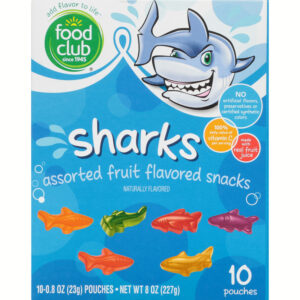 Food Club Sharks Assorted Flavored Fruit Snacks 10 ea