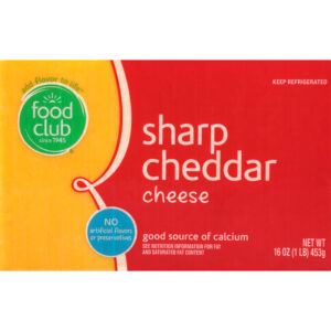 Food Club Sharp Cheddar Cheese 16 oz Wrapper