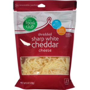Food Club Sharp White Cheddar Shredded Cheese 8 oz
