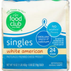Food Club Singles White American Cheese 24 ea