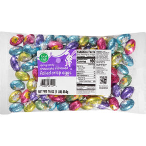Food Club Spring Candy Chocolate Flavored Foiled Crisp Eggs 16 oz
