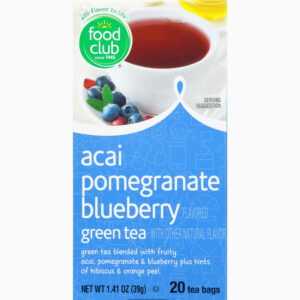 Food Club Tea Bags Acai Pomegranate Blueberry Green Tea 20 ea