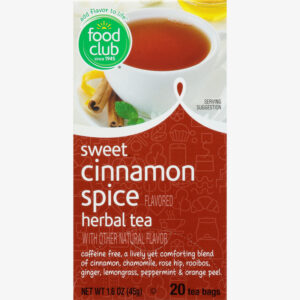Food Club Tea Bags Sweet Cinnamon Spice Herbal Tea 20 ea