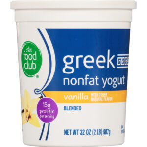 Food Club Vanilla Blended Greek Nonfat Yogurt 32 oz