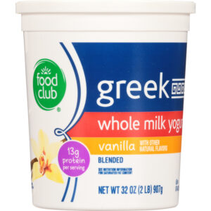 Food Club Vanilla Blended Greek Whole Milk Yogurt 32 oz