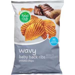 Food Club Wavy Baby Back Ribs Potato Chips 10 oz