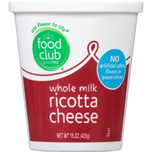 Food Club Whole Milk Ricotta Cheese 15 oz