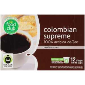 Medium Roast Colombian Supreme 100% Arabica Coffee Single Serve Cups