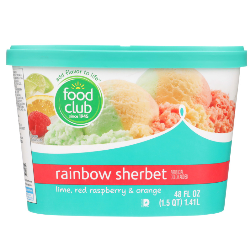 Rainbow Lime Red Raspberry & Orange Sherbet - Food Club Brand