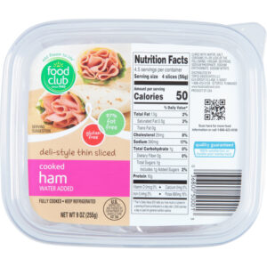 Food Club Deli-Style Thin Sliced Cooked Ham 9 oz